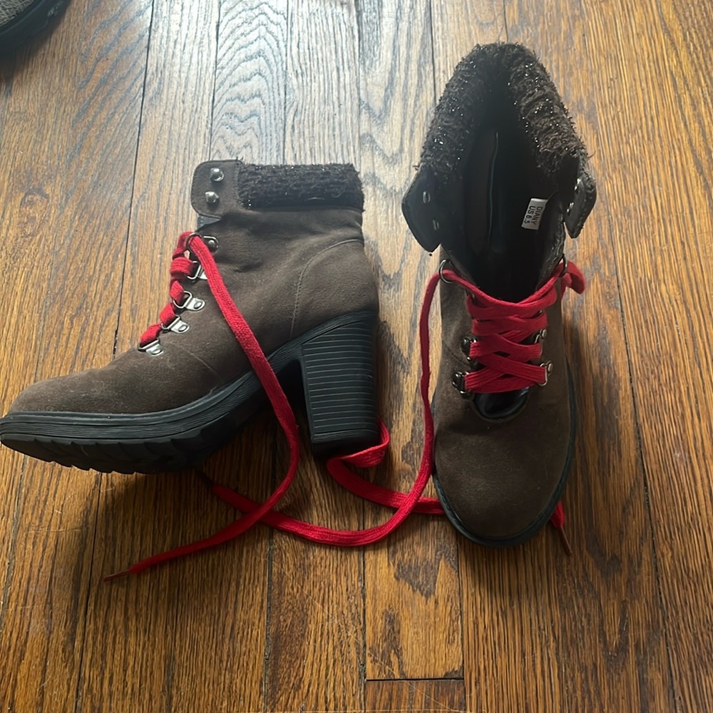 Brown combat boots
